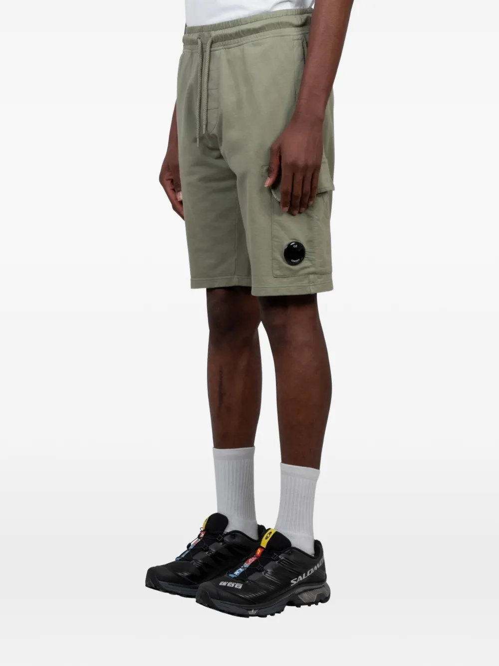C.P. Company Fleece Lens cargo trainingsshorts Grijs