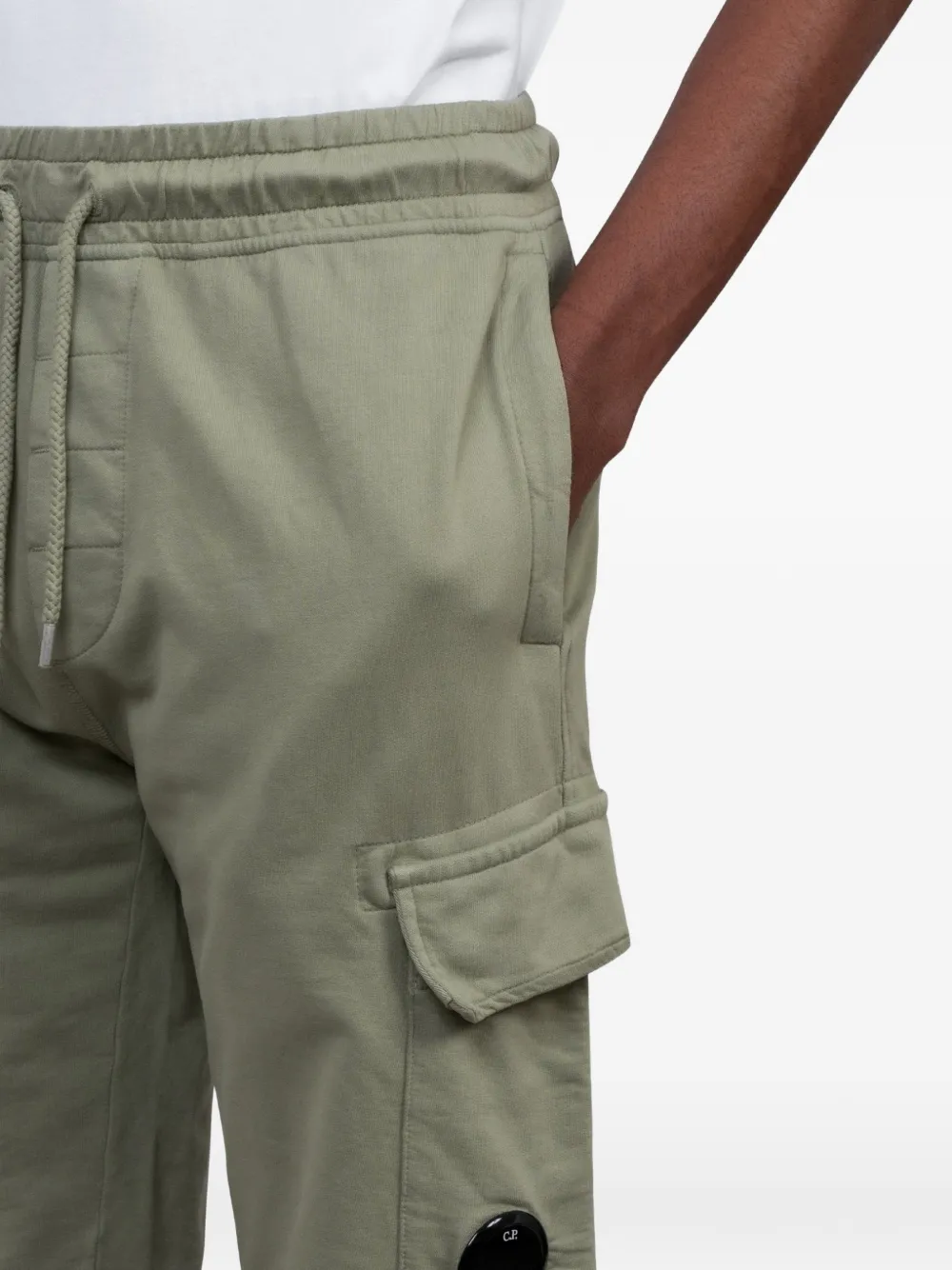 C.P. Company Fleece Lens cargo trainingsshorts Grijs