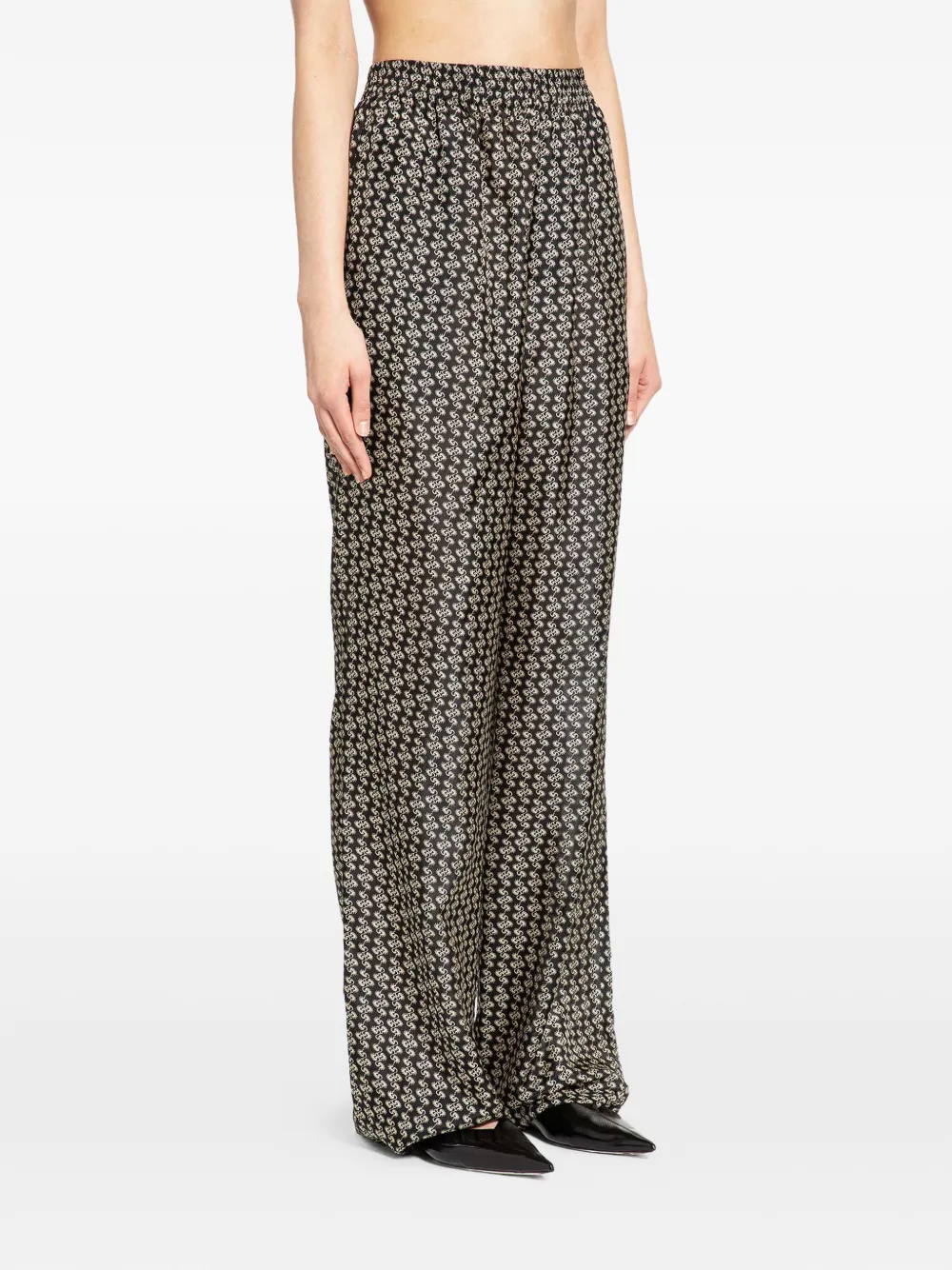 Printed Wide-Leg Trousers