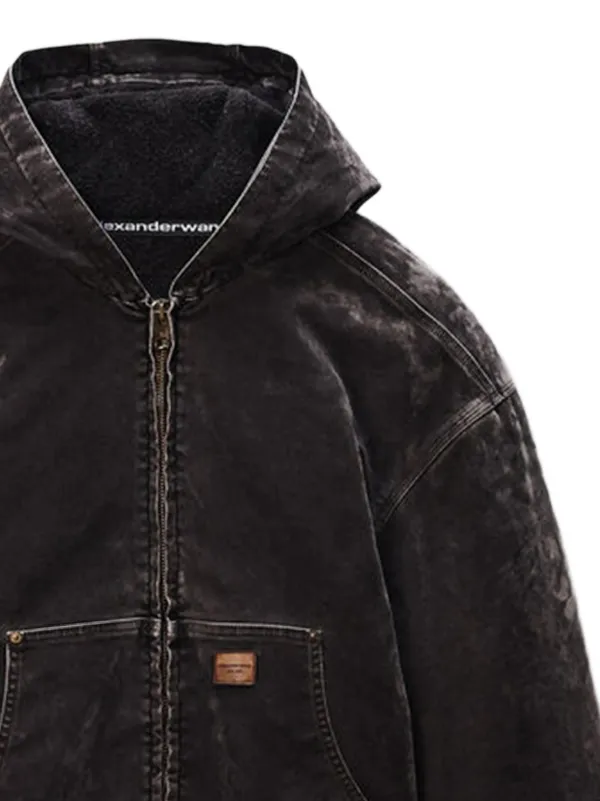 Alexander Wang Flocked Oversized Denim Jacket | Grey | FARFETCH ZA