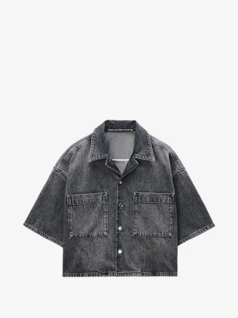 Alexander Wang cropped short-sleeve cotton shirt