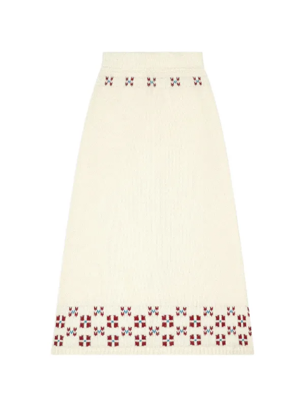 Calle Del Mar Winter Fair Isle Cashmere Skirt in Neutrals
