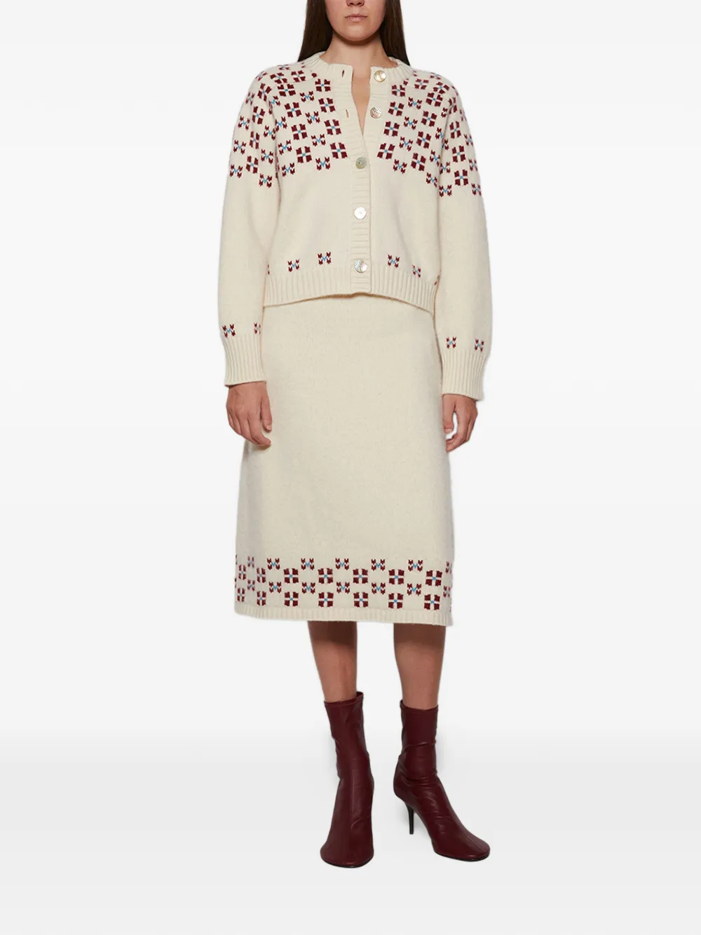 Calle Del Mar Winter Fair Isle Cashmere Skirt in Neutrals, view 2