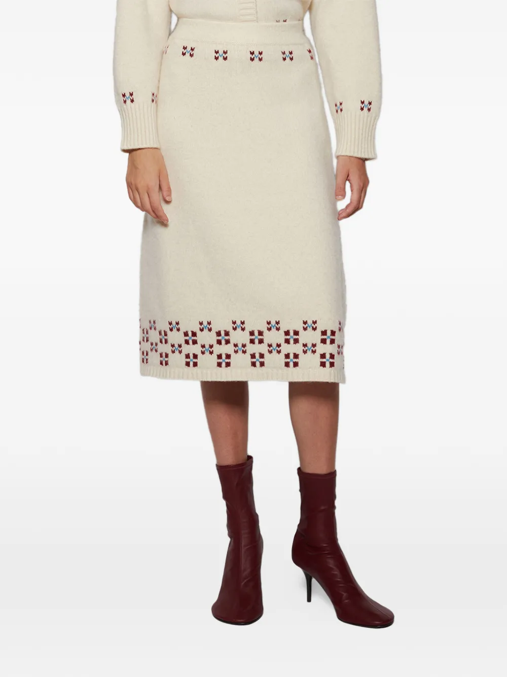 Calle Del Mar Winter Fair Isle Cashmere Skirt in Neutrals, view 3