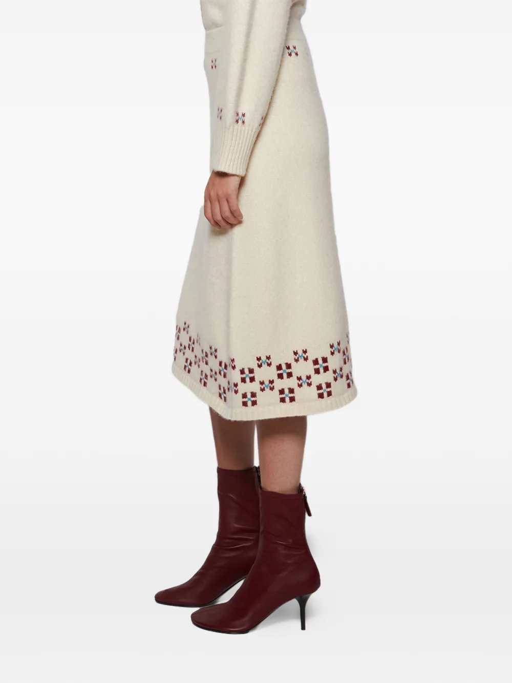 Calle Del Mar Winter Fair Isle Cashmere Skirt in Neutrals, view 4
