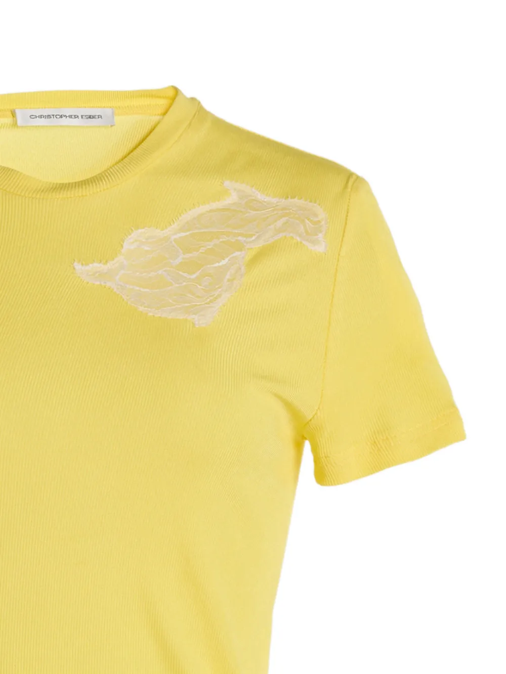Christopher Esber Delphin T-shirt met kanten detail en ronde hals Geel