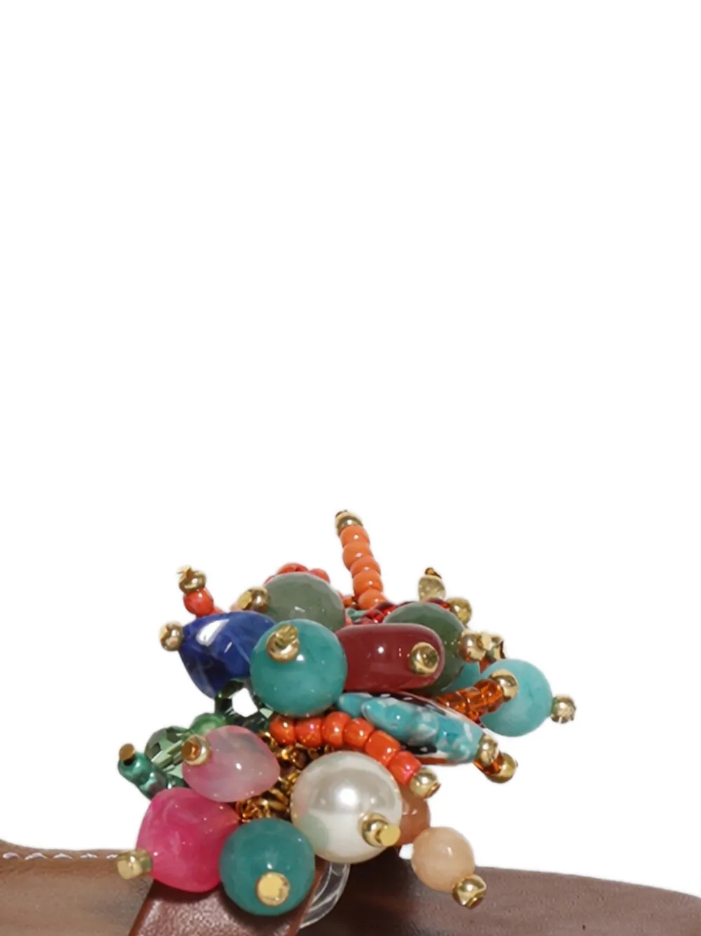  Alameda Turquesa Oceanide Hearls Beaded-tie Sandals - Brown 
