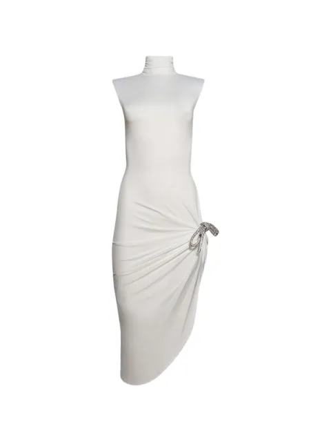 AREA crystal-knot draped midi dress