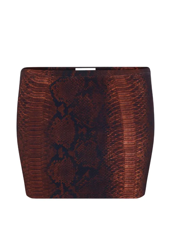 Jean Paul Gaultier Ribbed Printed Mini Skirt in Brown