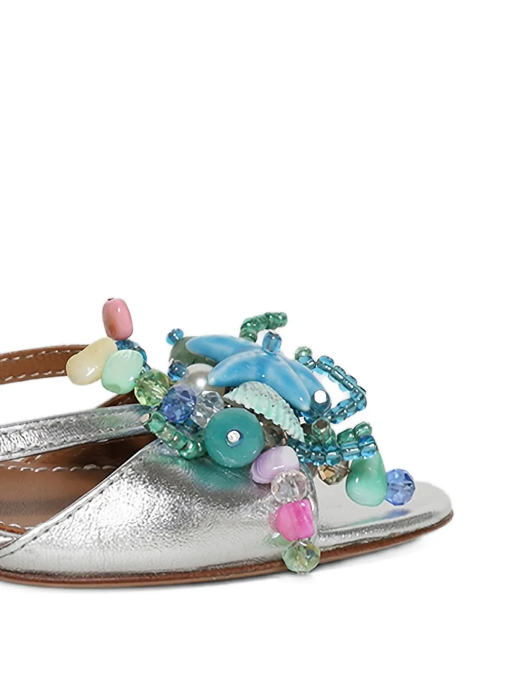  Alameda Turquesa Beaded-embellishment Mules - Silver 