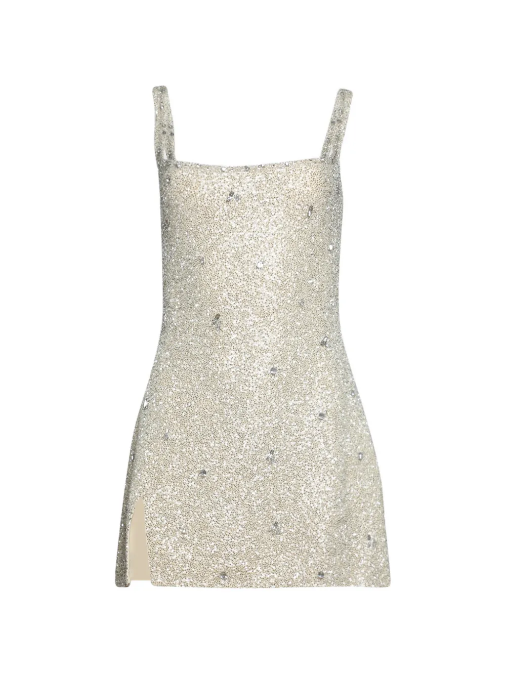 Clio Peppiatt crystal-embellished slit-front mini dress - Toni neutri