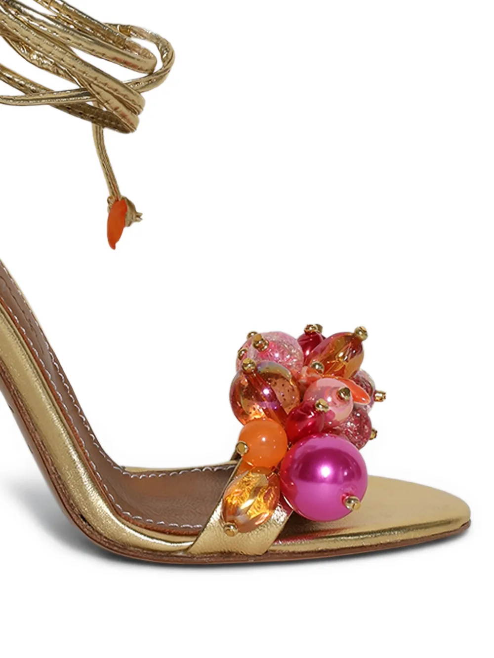 Open-Toe Beaded-Tie Sandals