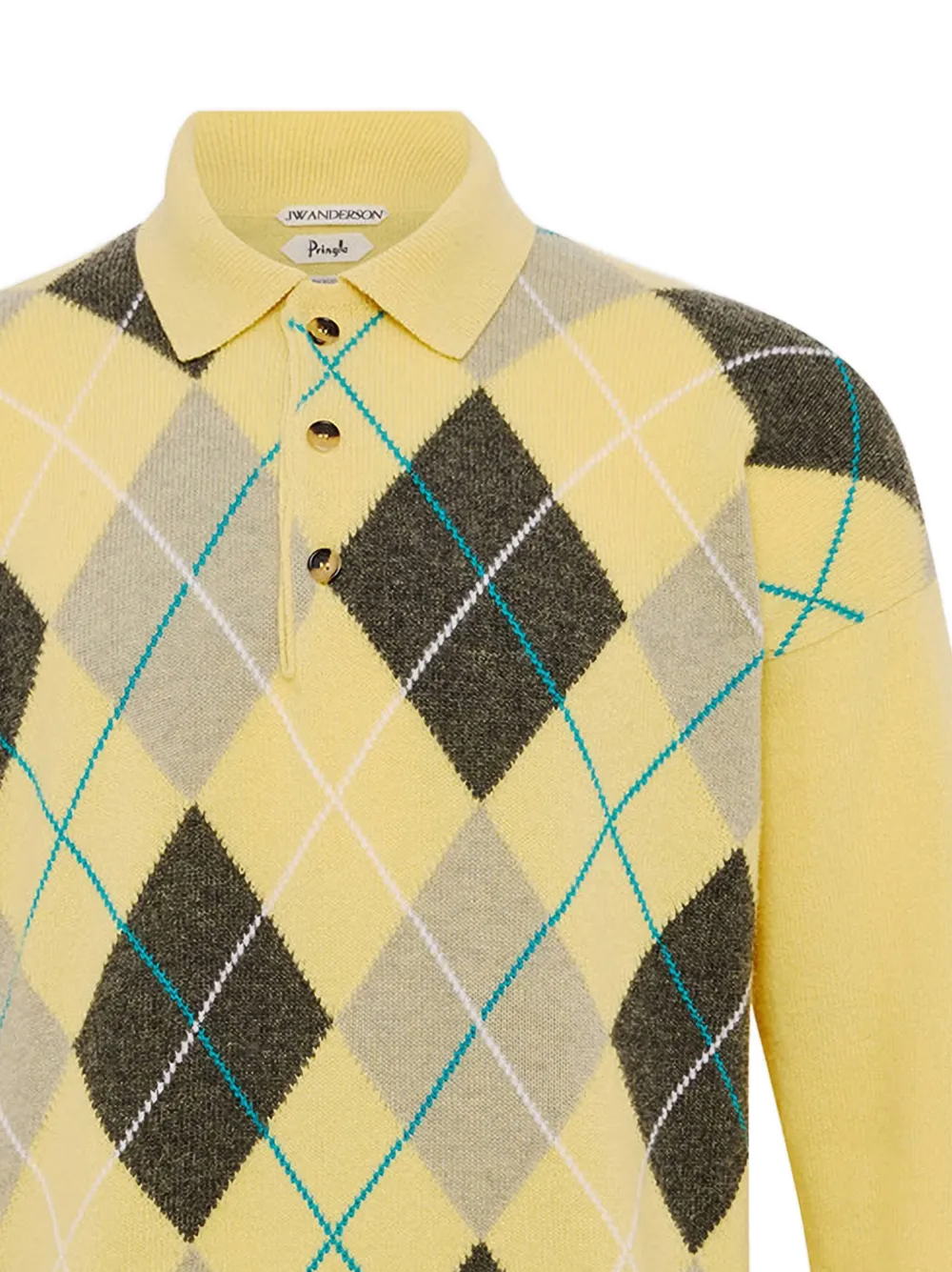 JW Anderson x Pringle Argyle poloshirt met knopen Geel