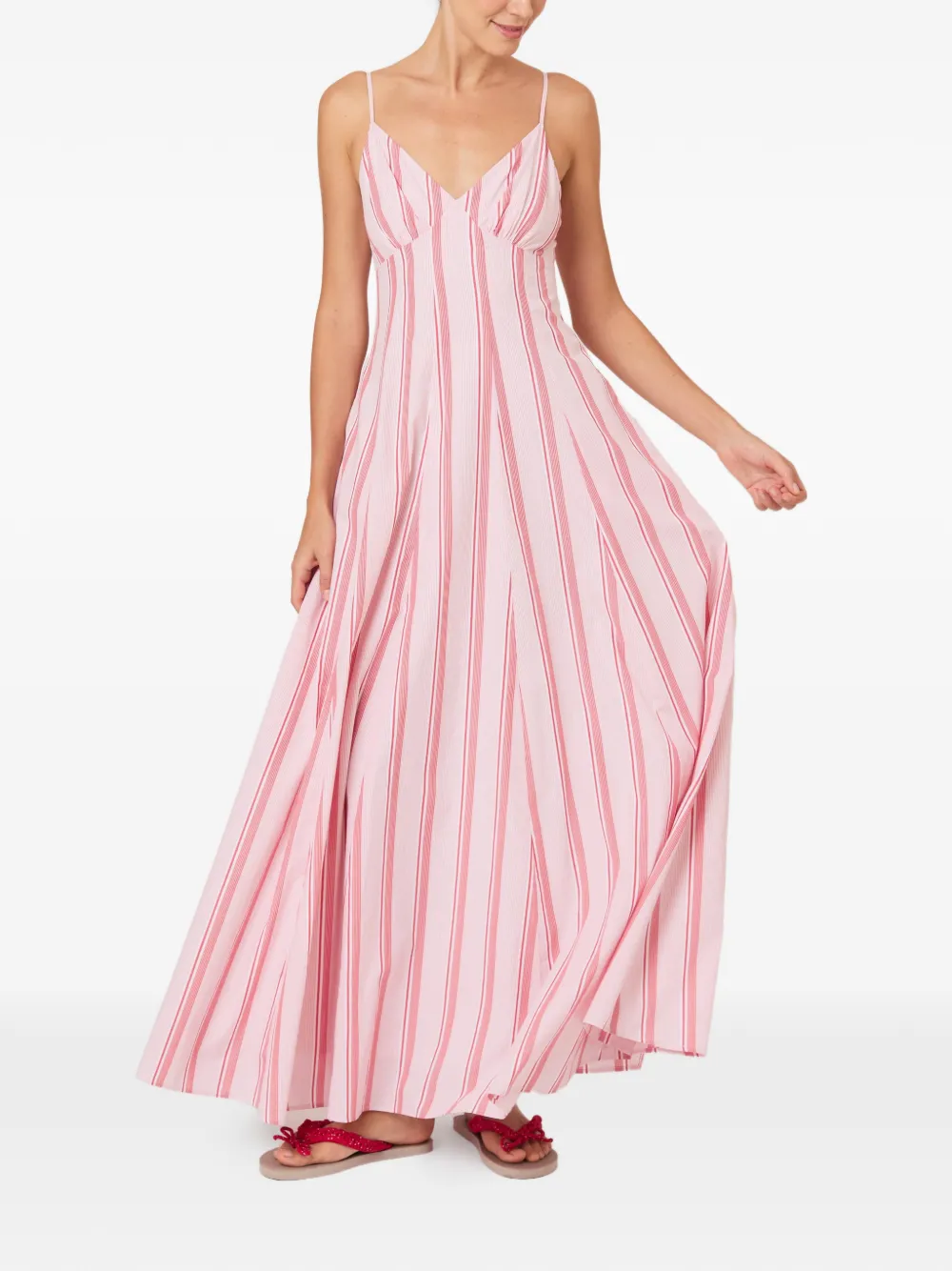 Rosie Assoulin Gestreepte midi-jurk Roze