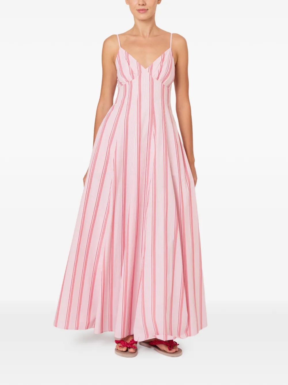 Rosie Assoulin Gestreepte midi-jurk Roze