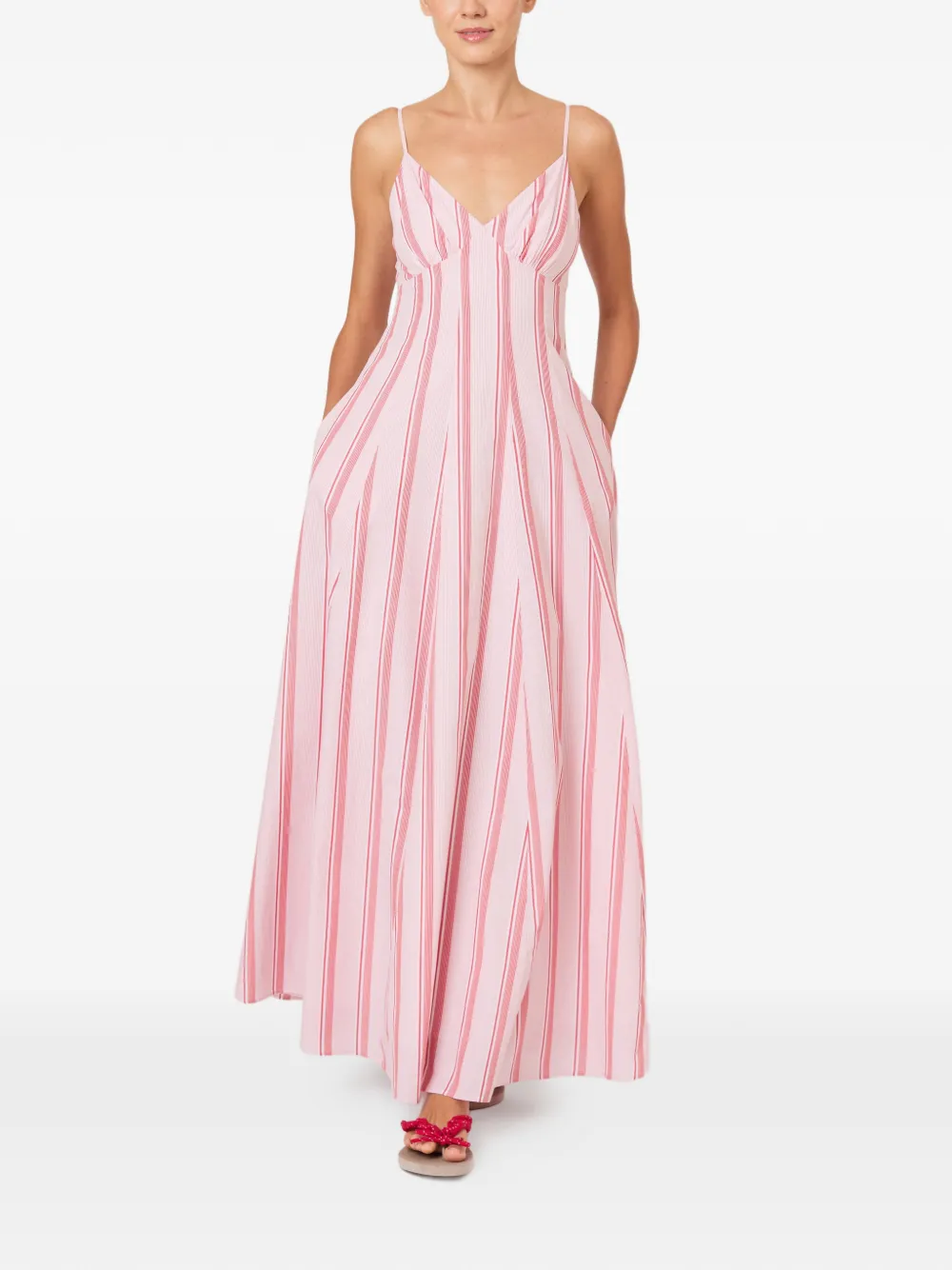 Rosie Assoulin Gestreepte midi-jurk Roze