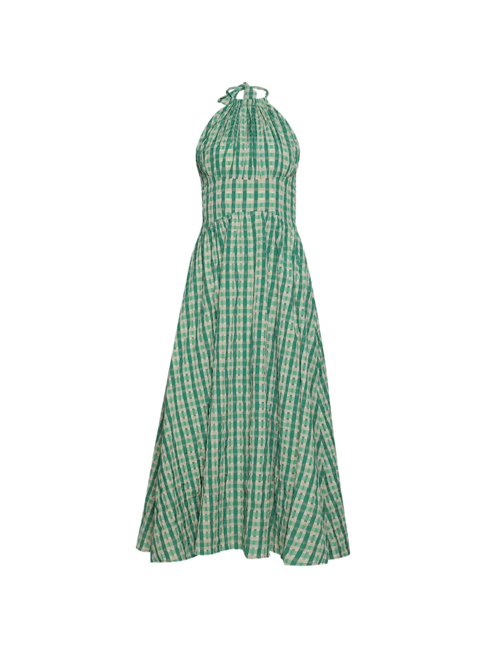 Rosie Assoulin halterneck checked midi dress - Verde