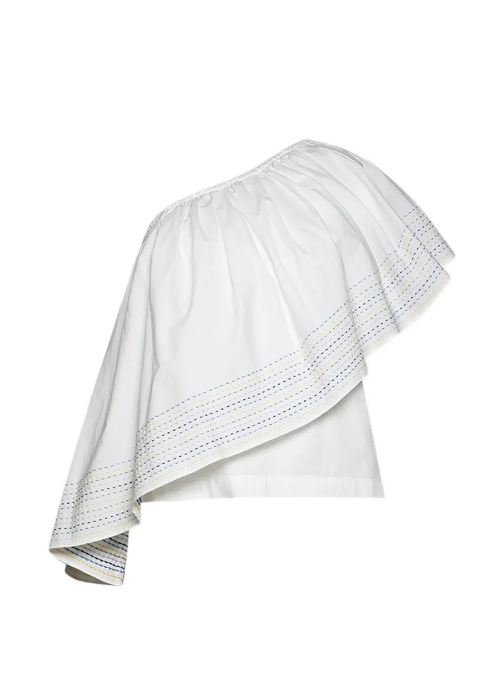 Rosie Assoulin one-shoulder embroidered top - Bianco