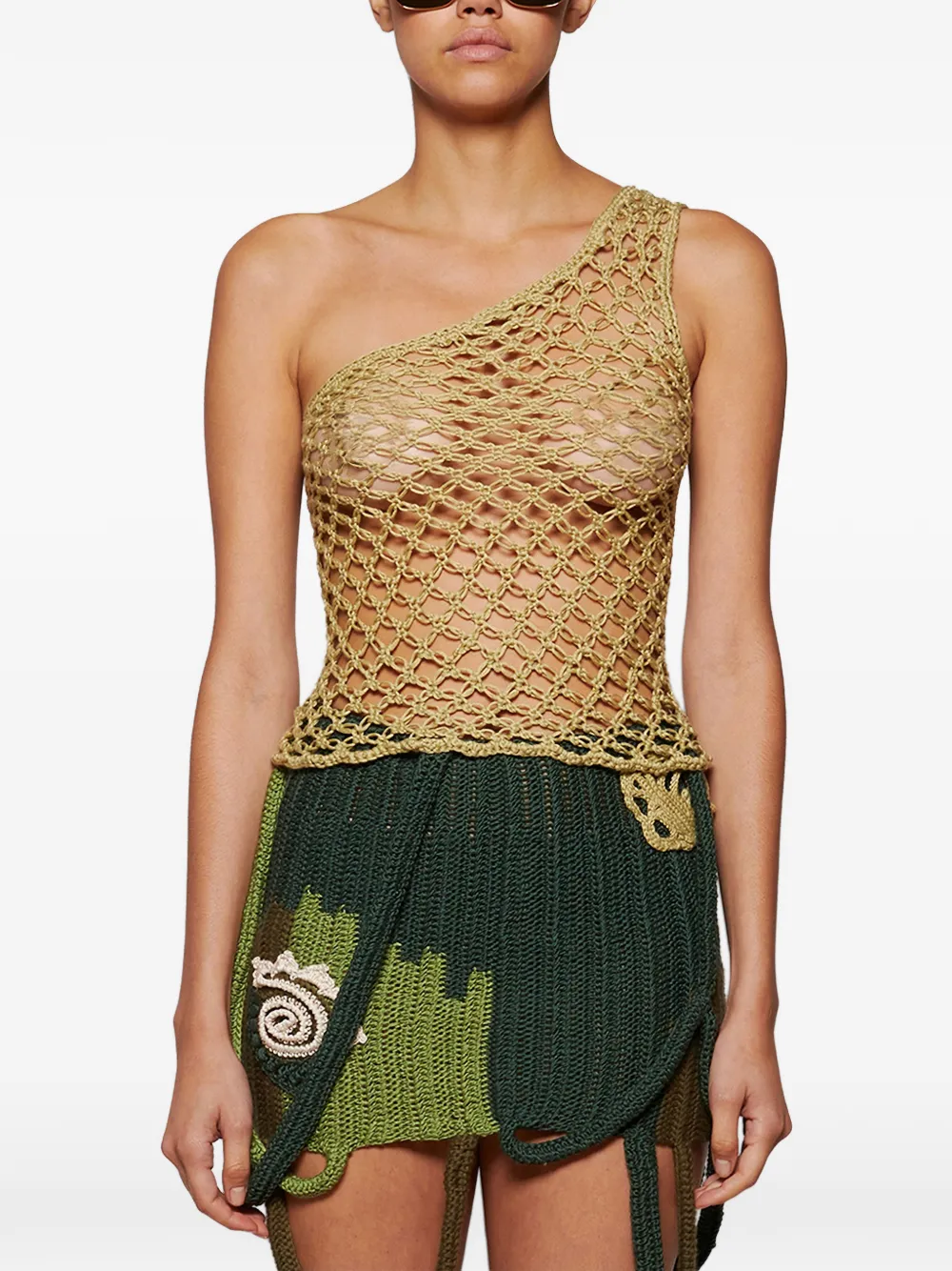  Maysha Meja One-shoulder Knitted Top - Green 