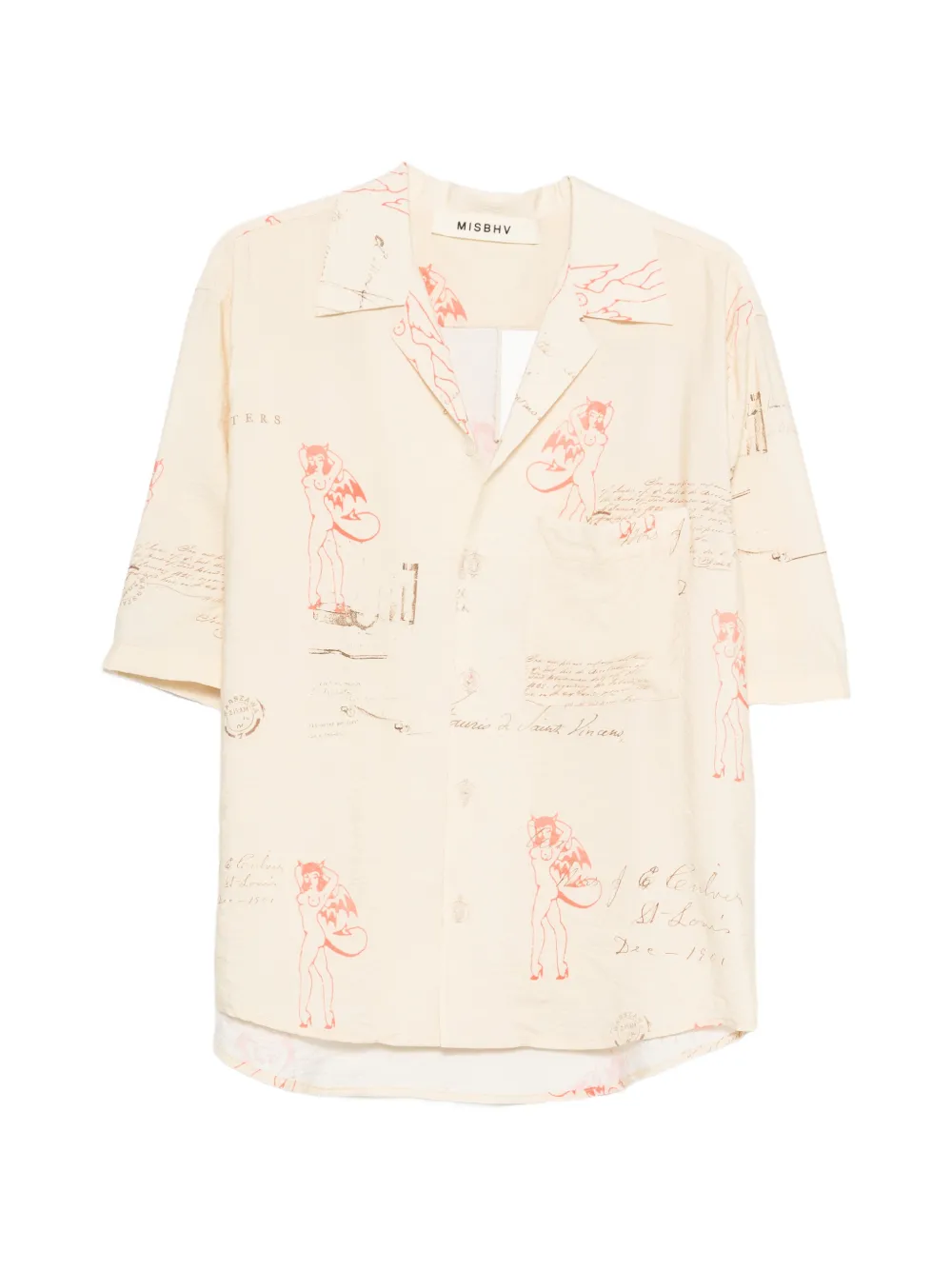  Misbhv Spread-collar Printed Shirt - Neutrals 