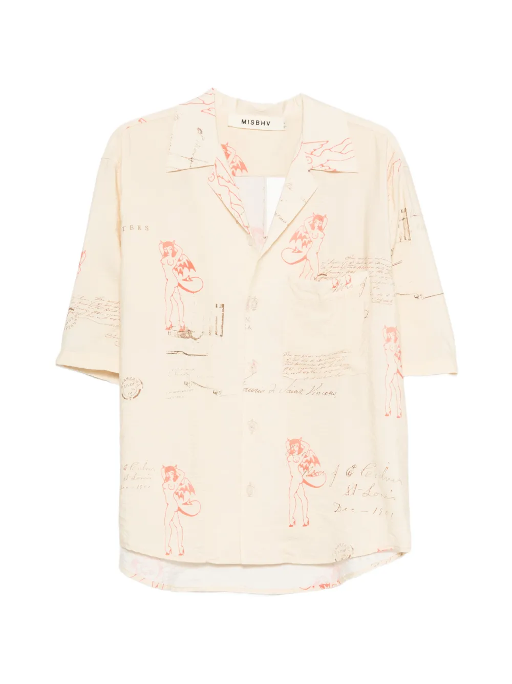 MISBHV spread-collar printed shirt - Neutrals
