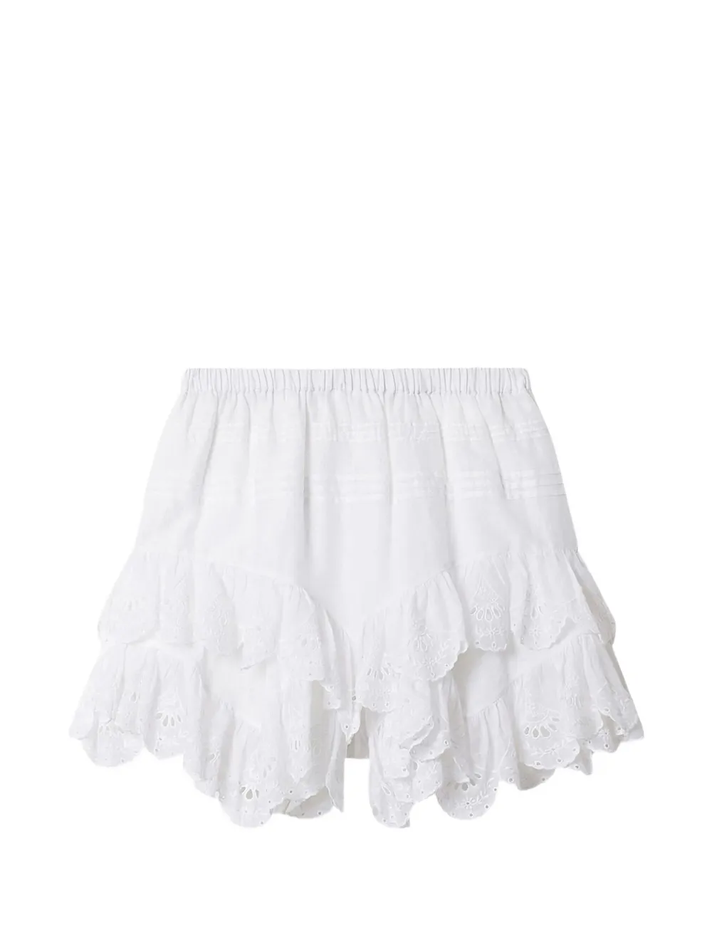 MARANT ÉTOILE floral-lace ruffled shorts - Bianco