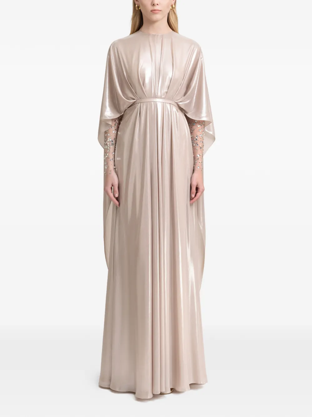 Gemy Maalouf embellished-sleeve maxi dress - Toni neutri