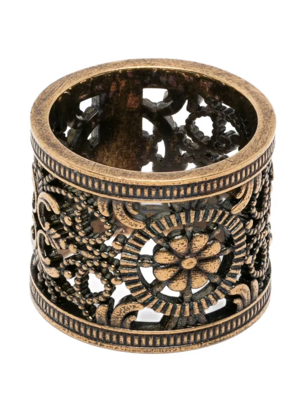 Gucci Pre-owned 2020s Floral Cut-out Ring in Gold
