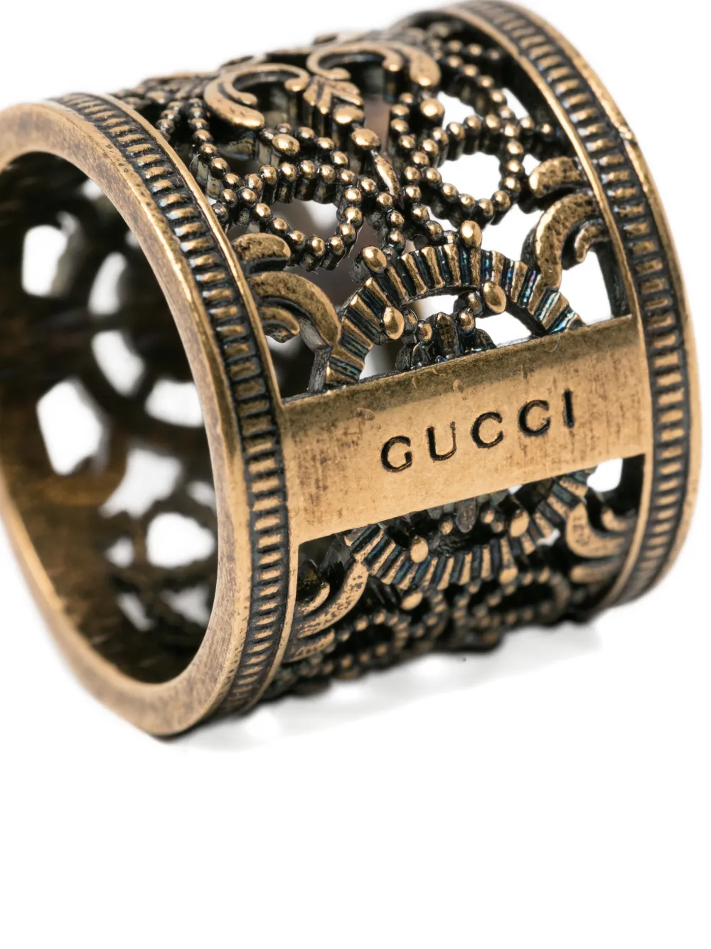 Gucci Pre-owned 2020s Floral Cut-out Ring in Gold, view 2
