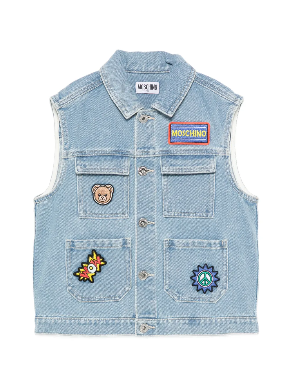 Moschino Kids patched denim gilet - Blue