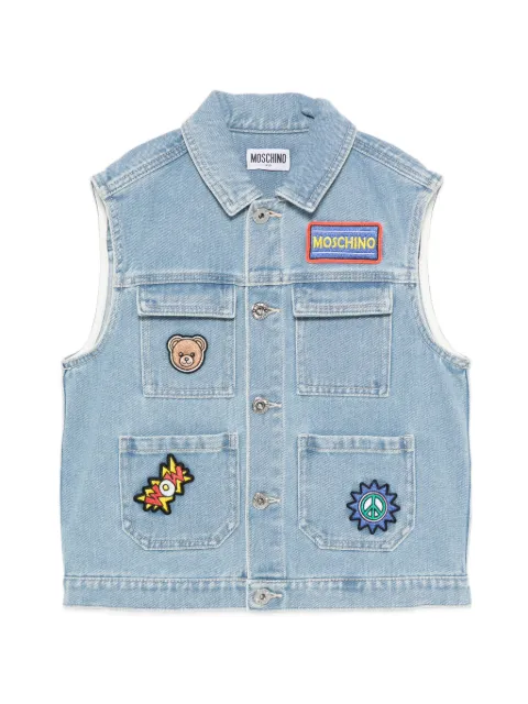 Moschino Kids patched denim gilet