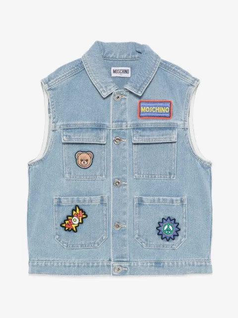 Moschino Kids Jeansweste mit Patches