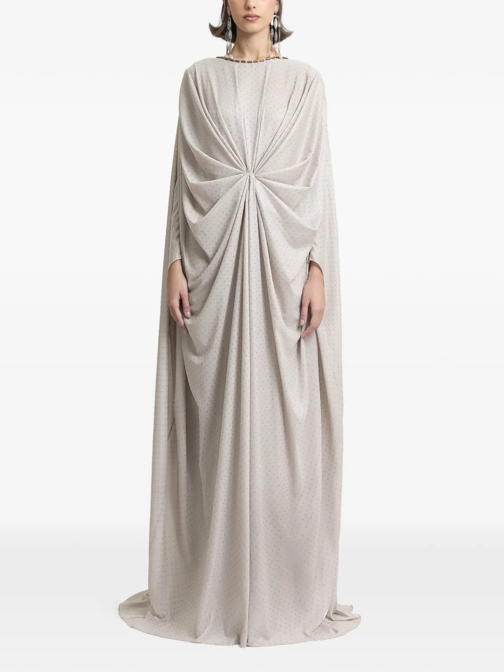 Gemy Maalouf beaded-neckline maxi kaftan - Toni neutri