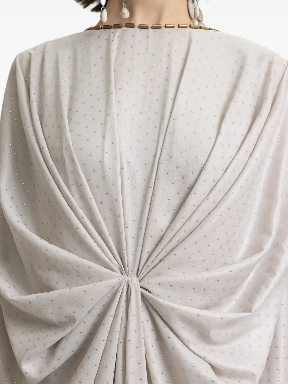 Gemy Maalouf Maxi-tuniek met halslijn met kralen Beige