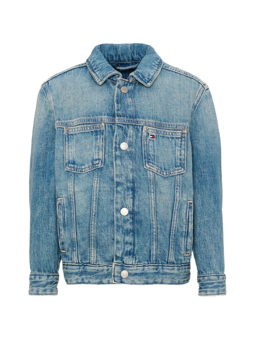 Tommy Hilfiger Junior Flag-logo denim jacket - Blu
