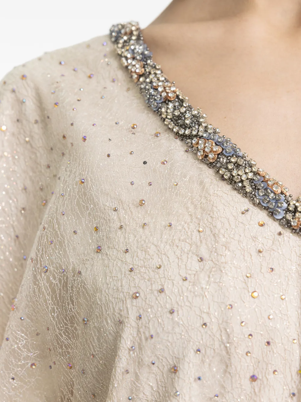 Gemy Maalouf Ruimvallende maxi-jurk met V-hals Beige
