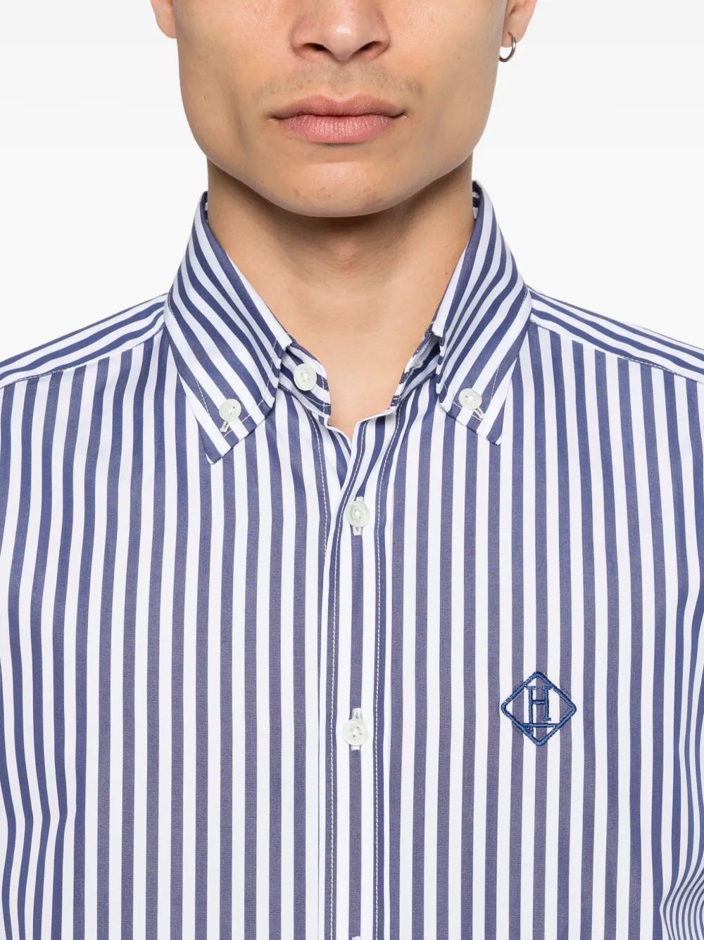 Herno Gestreept overhemd met lange mouwen Blauw