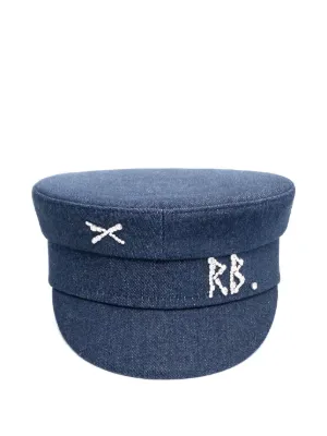 RUSLAN BAGINSKIY ベイカーボーイハット Crystal-embellished Green Satin Baker Boy Cap • Ruslan Baginskiy