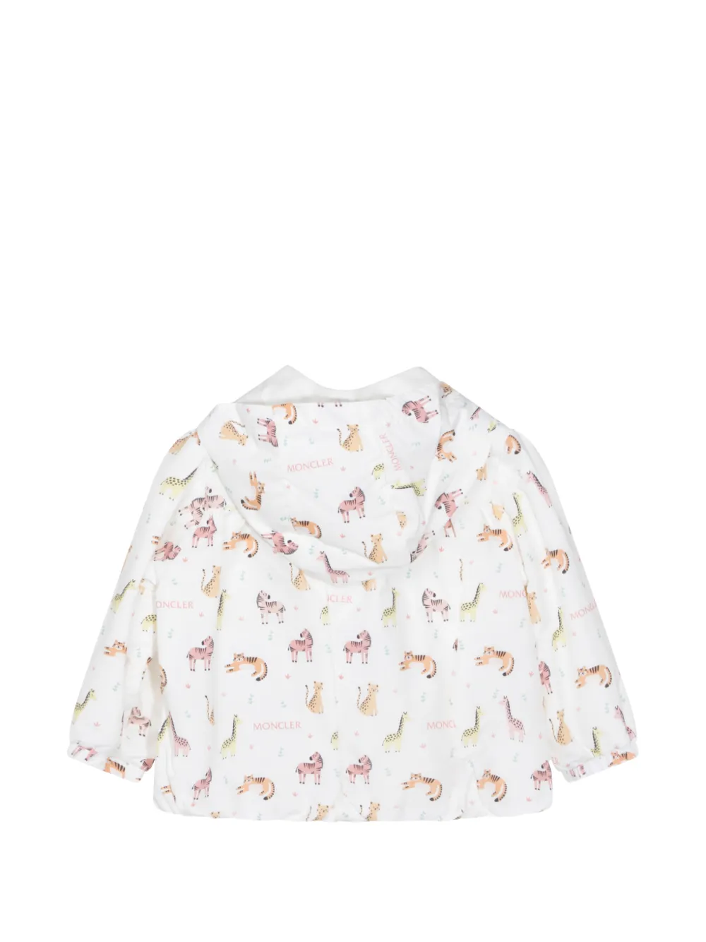 Moncler Enfant Guniz jack met dierenprint en capuchon Wit