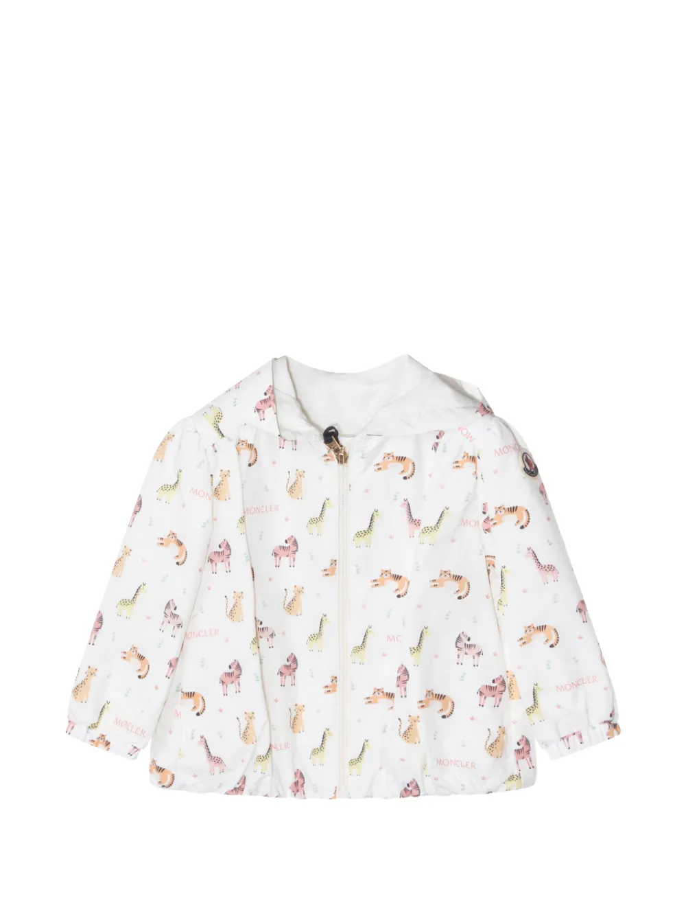 Moncler Enfant Guniz jack met dierenprint en capuchon Wit