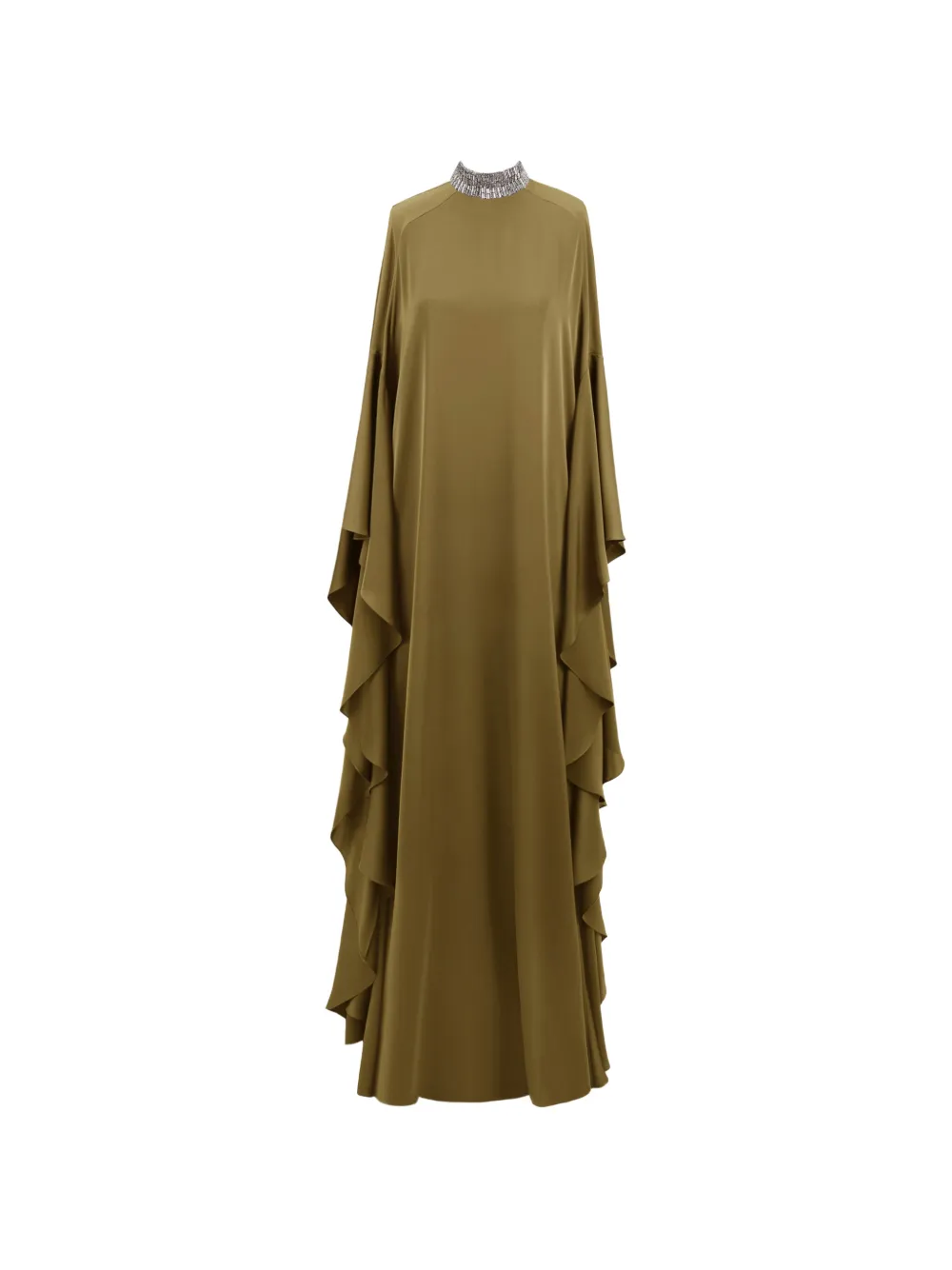 Gemy Maalouf beaded-collar ruffled maxi dress
