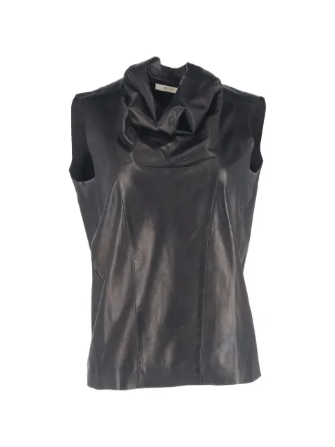 Celine Pre-Owned cowl-neck leather blouse