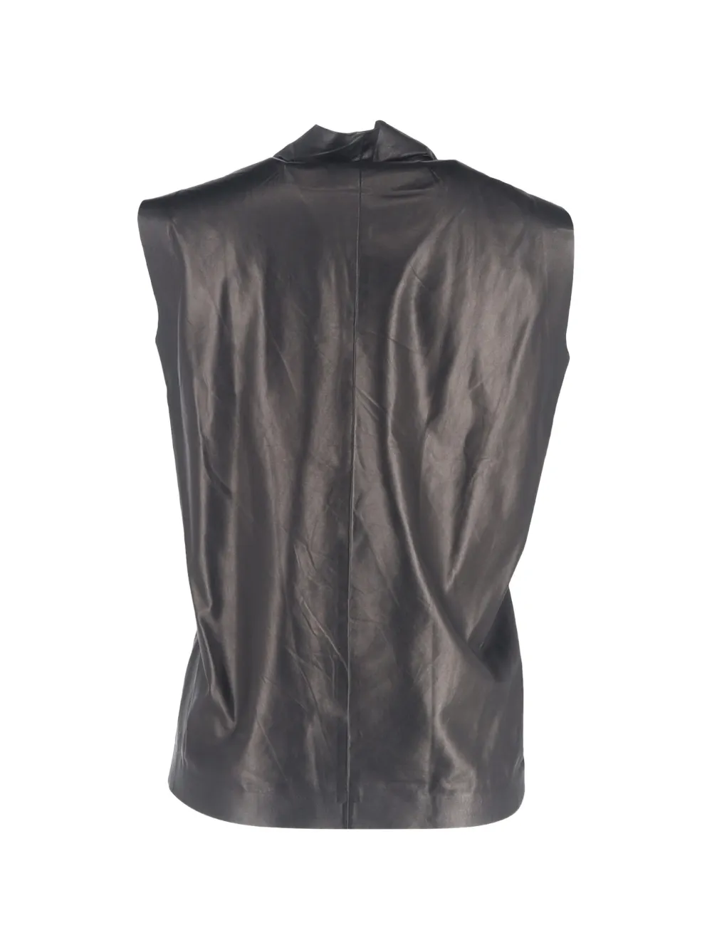 Cowl-Neck Leather Blouse