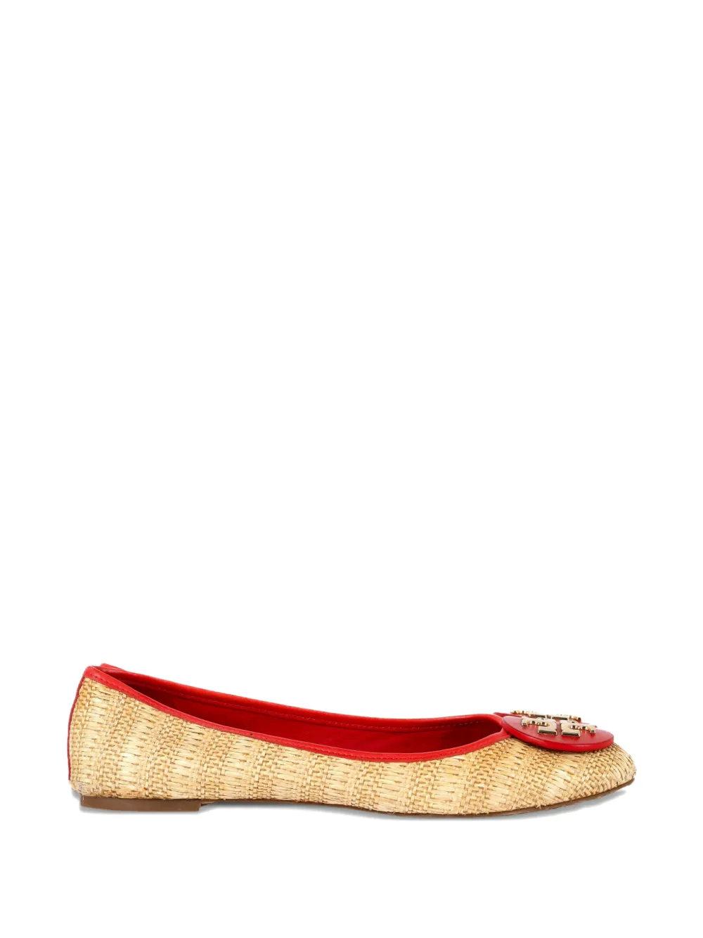 Tory Burch Reva Ballerinas mit Raffiabast-Effekt - Nude