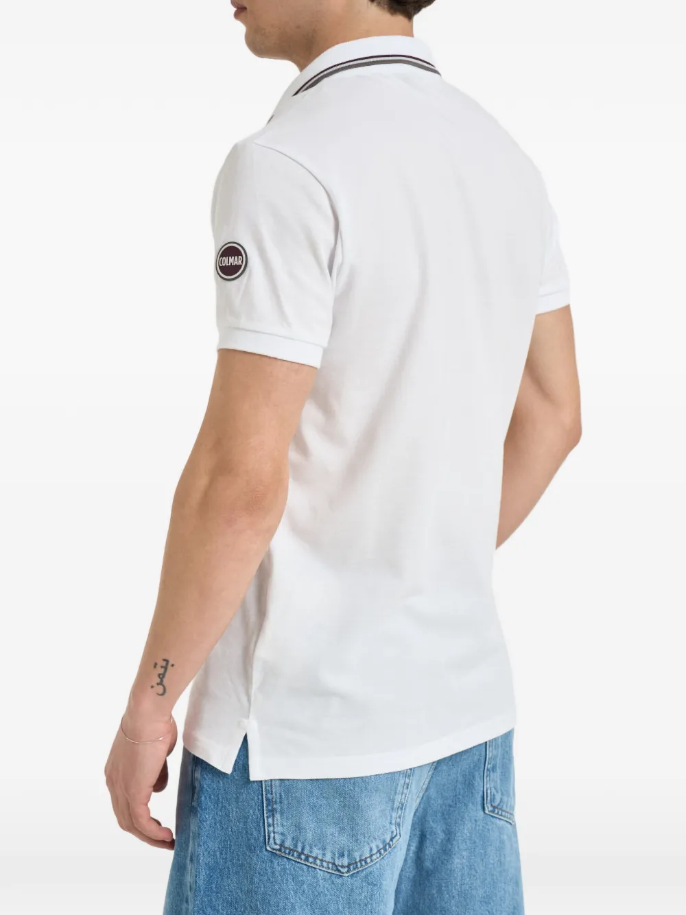 Colmar Poloshirt met gestreepte afwerking Wit