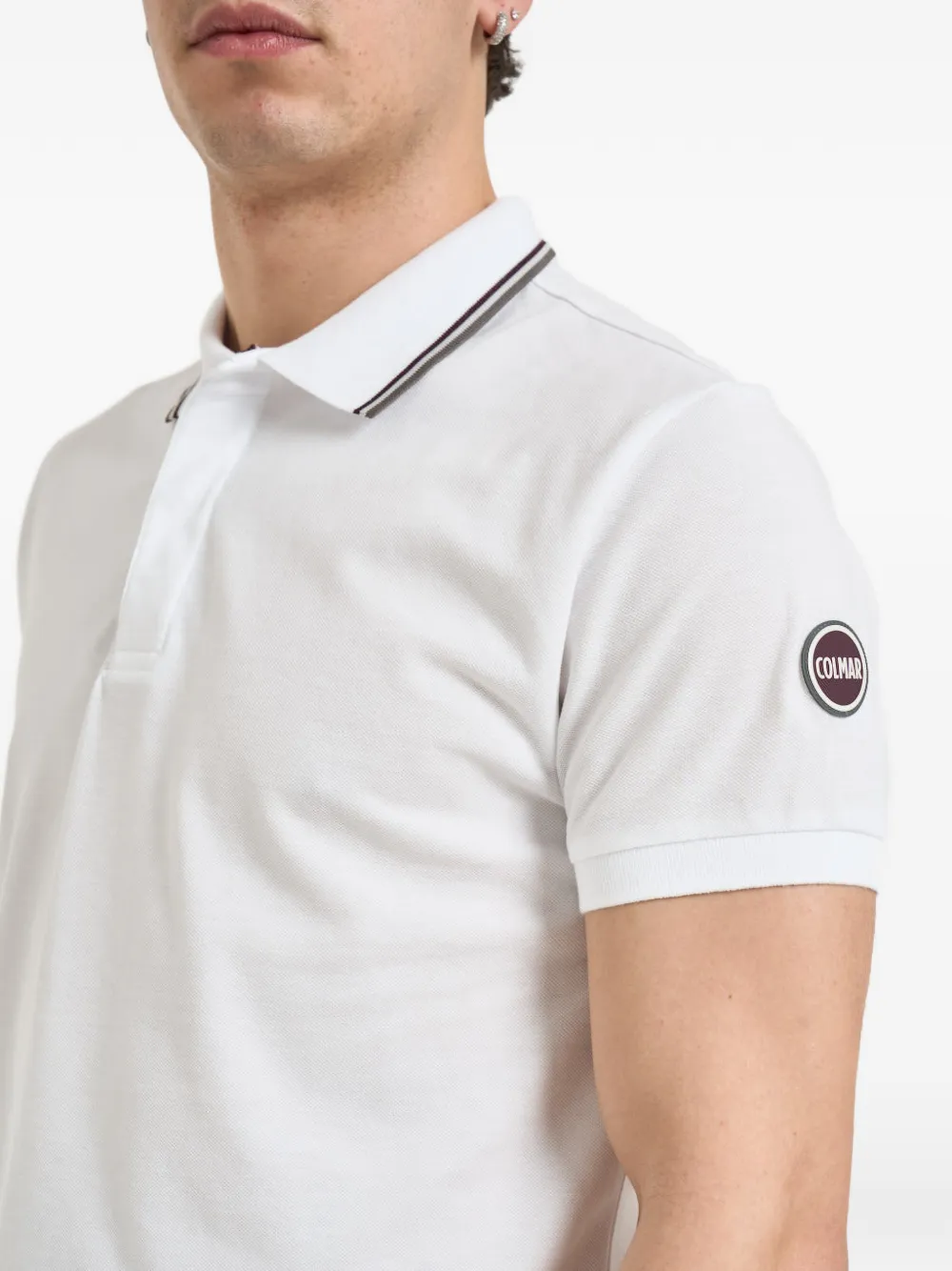 Colmar Poloshirt met gestreepte afwerking Wit