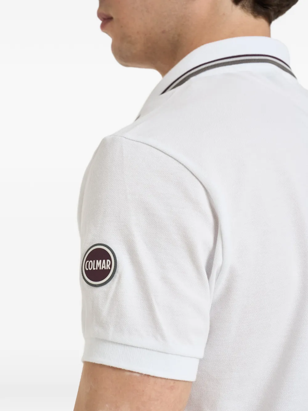 Colmar Poloshirt met gestreepte afwerking Wit