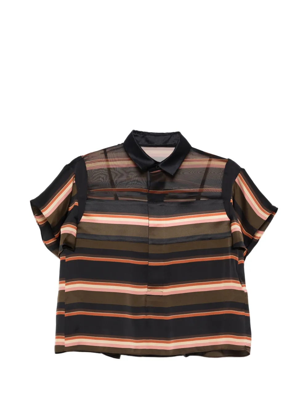 sacai striped-pattern polo shirt - Nero