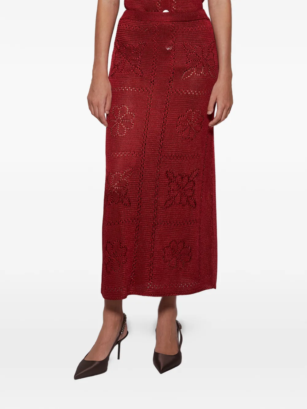 Calle Del Mar Midi-rok met bloemenprint Rood