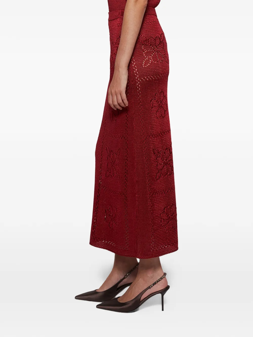 Calle Del Mar Midi-rok met bloemenprint Rood